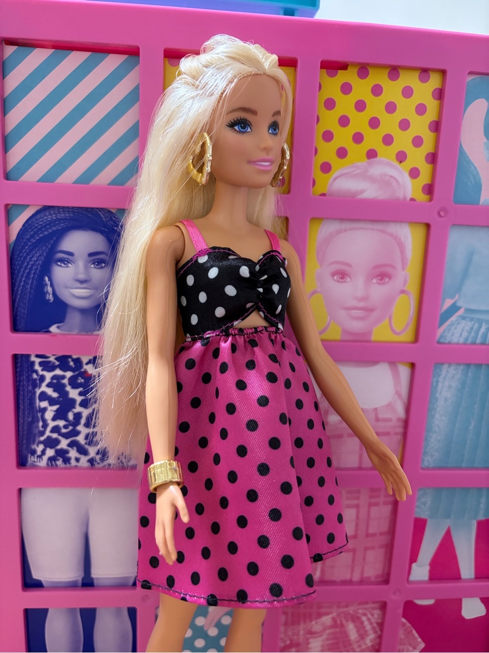 Barbie Pink and Black Polka Dot Dress Doll